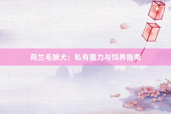 荷兰毛狮犬：私有魔力与饲养指南